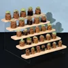 Acrylic Wood Display Stand Kit Figures Lipstick Powder Desktop Cosmetics Shelf Rack Makeup Holder Ladder Organizer Shelf 6