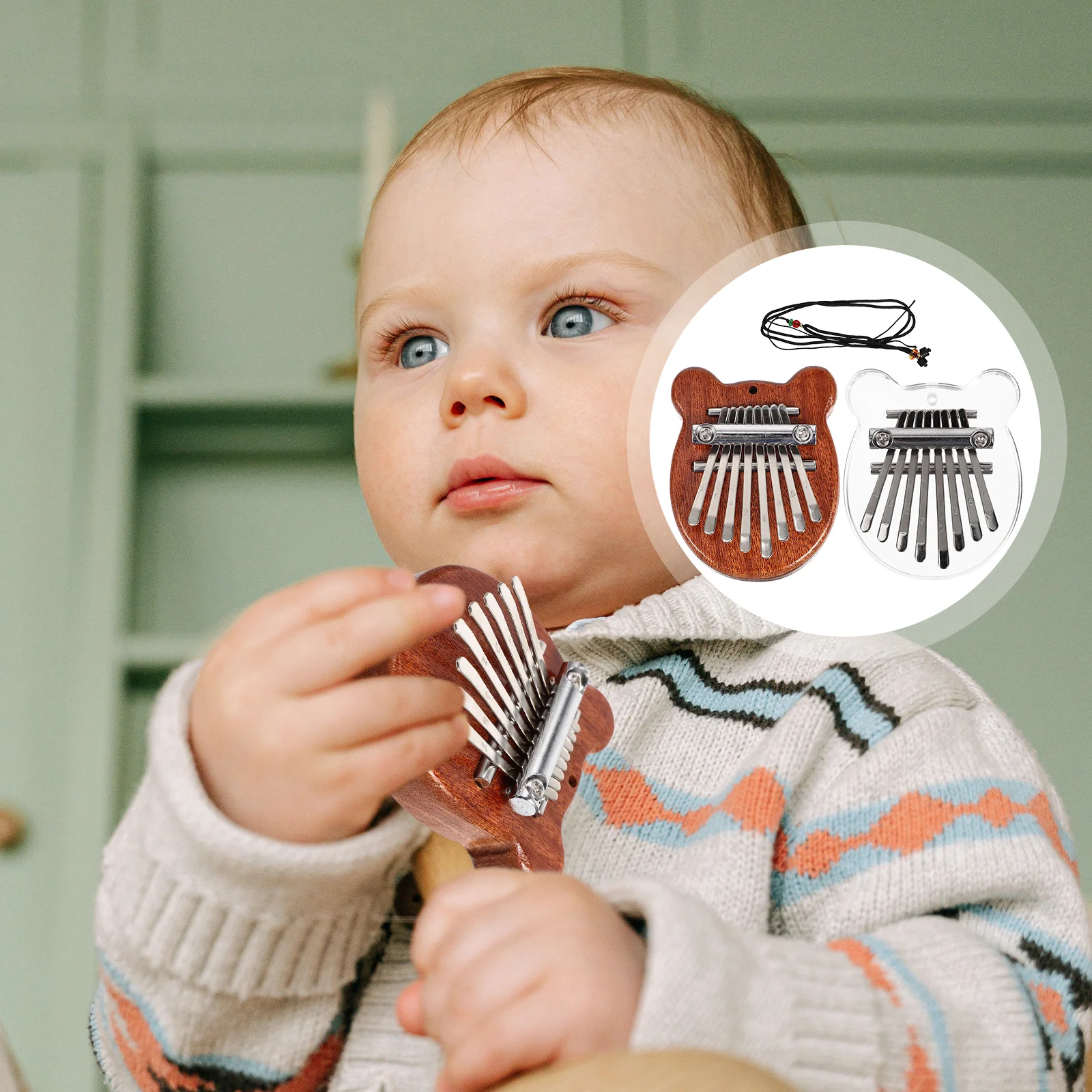 2 Pcs Miniature 8 Tone Thumb Instruments Portable Kalimba Cute Cartoon Kids Music Plaything Beginner Finger Mini