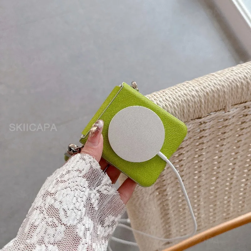 Magnetic Leather Wrist Strap Case with Magsafe Wireless Charging and Lanyard