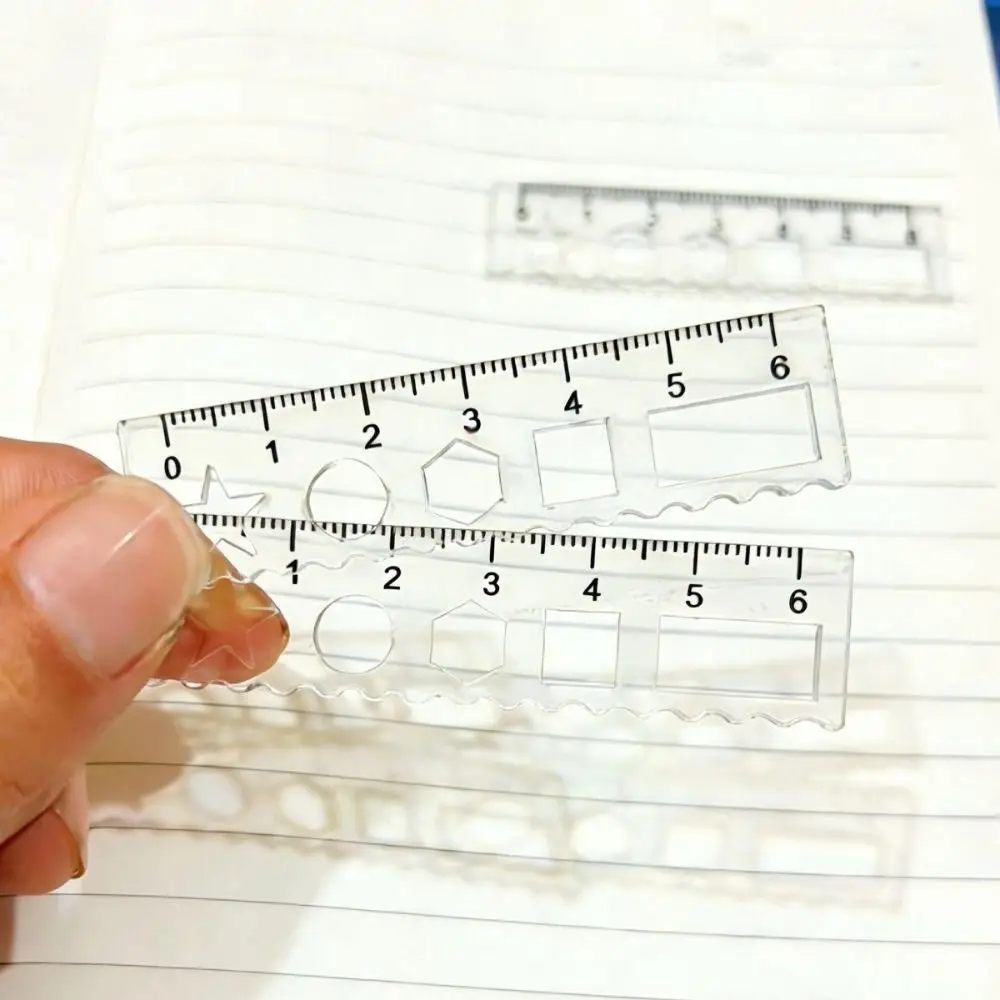 1pcs 다기능 투명 미니 눈금자, 웨이브 라인 드로잉 측정 도구, 직선 눈금자, 포켓 각도기, 학생용