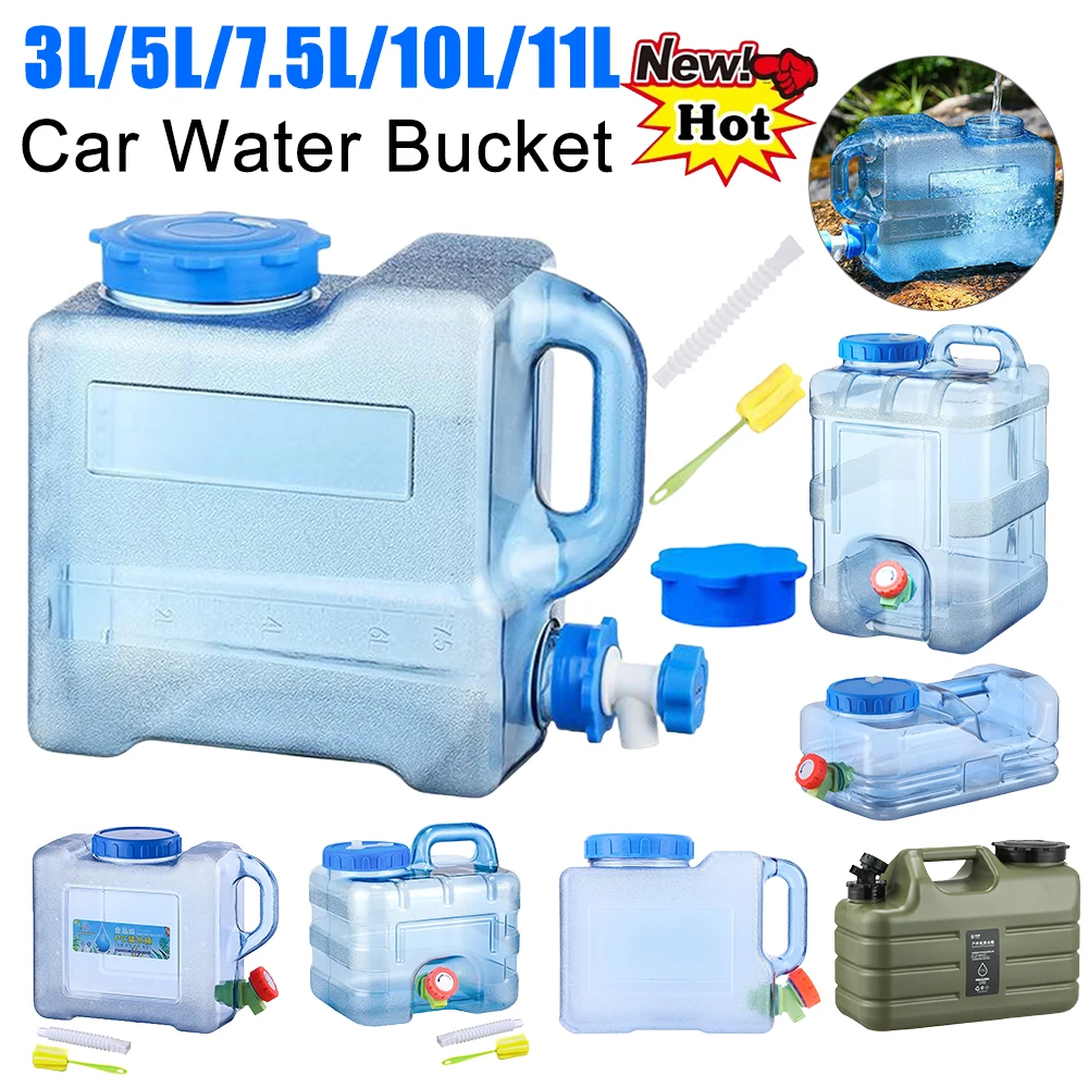 15/18/19/20/22/24/25L Car Water Bucket Large Capacity Drinking Water Bucket with Faucet Portable Car Driving Pure