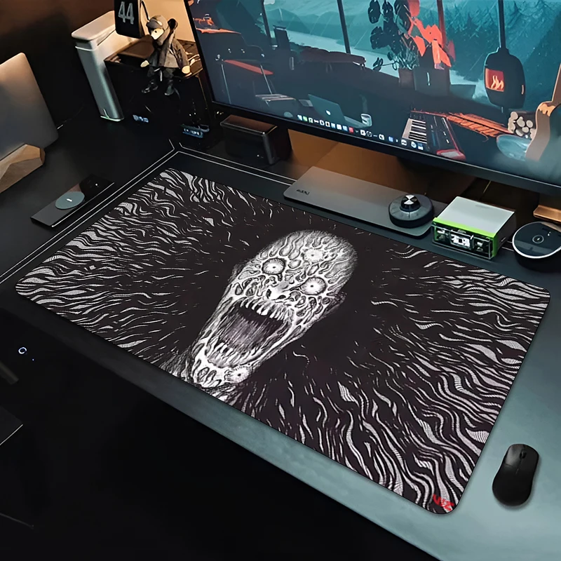 Black and White Mouse Pad Junji ito Laptop Gamer Mousepad Office Large Desk Mat PC Keyboard Extended Table Pad Carpet Mice Mat 3