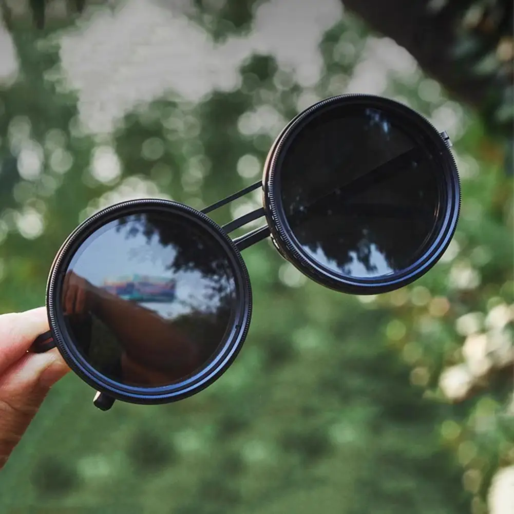 Round Polarized Sunglasses 1-9 Gears Adjustable Sun Glasses ND Filter Lenses Men Women Eyewear Handcrafted