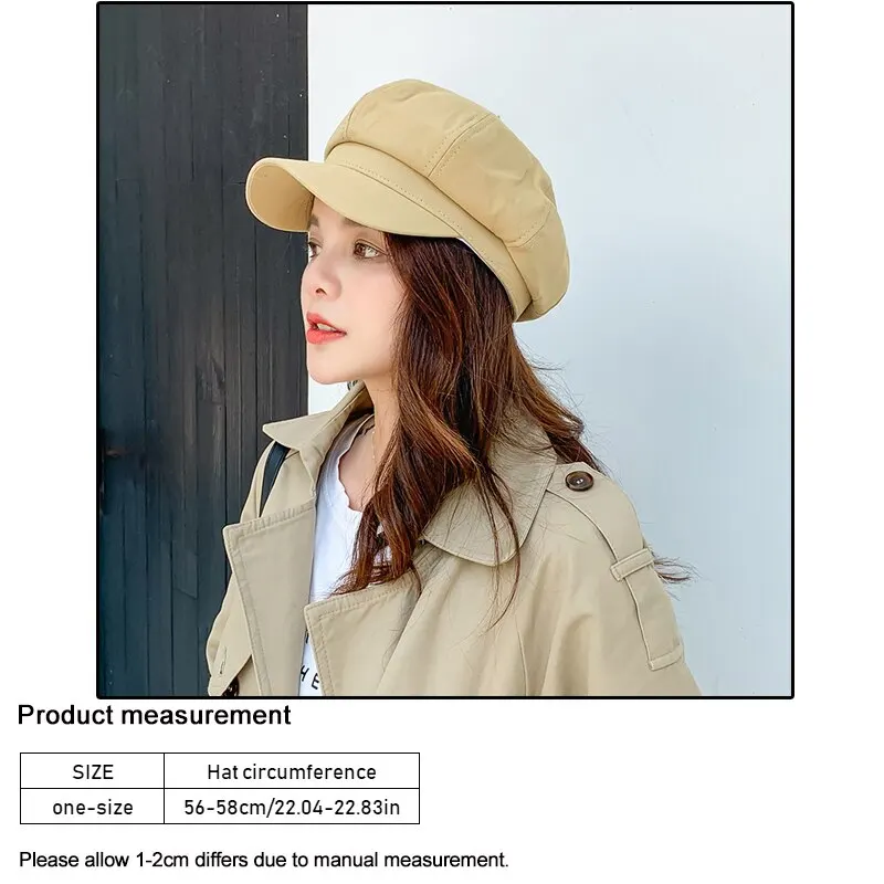 Womens Street Style British Style Beret Womens Sunscreen Art Retro Painter Travel Octagonal Hat