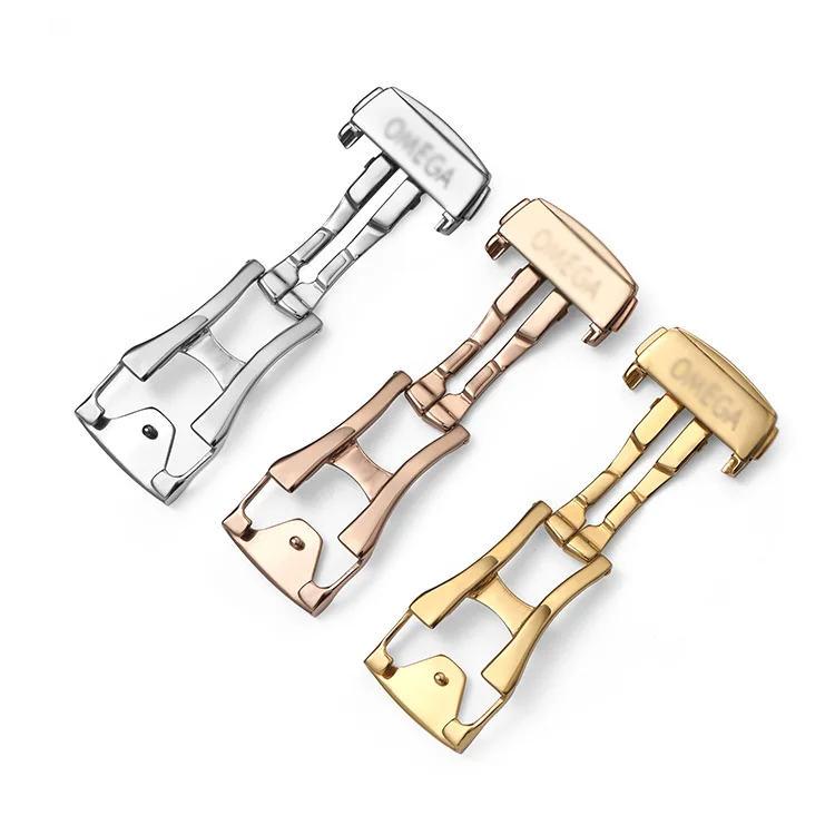 16 18mm 20mm Stainless Steel Watch Buckle for Omega Watch Band Clasp Leather Metal Deployment Button Folding Buckles Accessories watch buckle clasp watch buckle