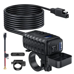 High - Power Waterproof Motorcycle USB Charger with Voltmeter & ON/Off Switch (PD and USB)