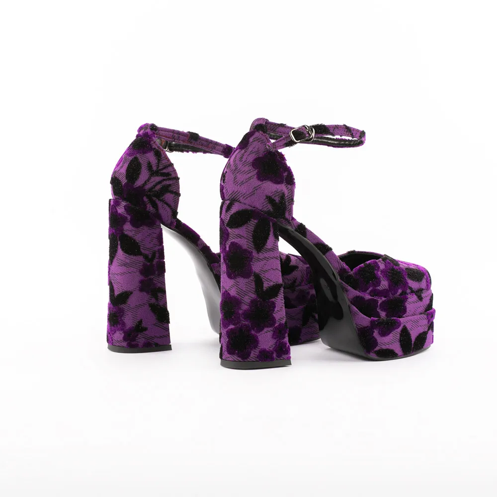 Summer platform wedge new luxury chunky heel pattern mixed color buckle women's sandals mixed color summer fashion shoes