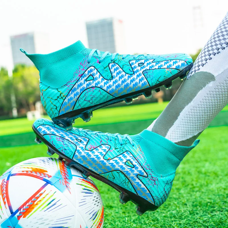 High-top Soccer Shoes, Men Football Boots, Ultralight FG/TF Soccer Cleats Boys High Ankle Grass Training Football Boots New
