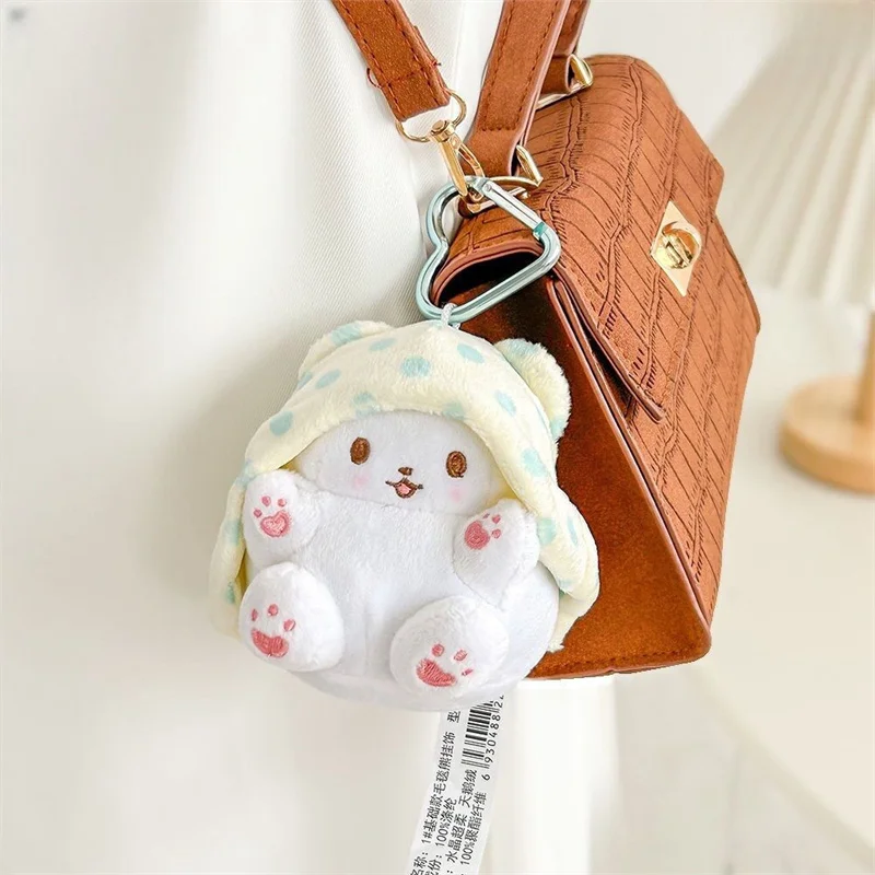 Marumofubiyori Plush Keychain Clip Moppu Bear Kawaii Cute Bag Keychains Mascot Keyring Keyholder Girls Toys 6