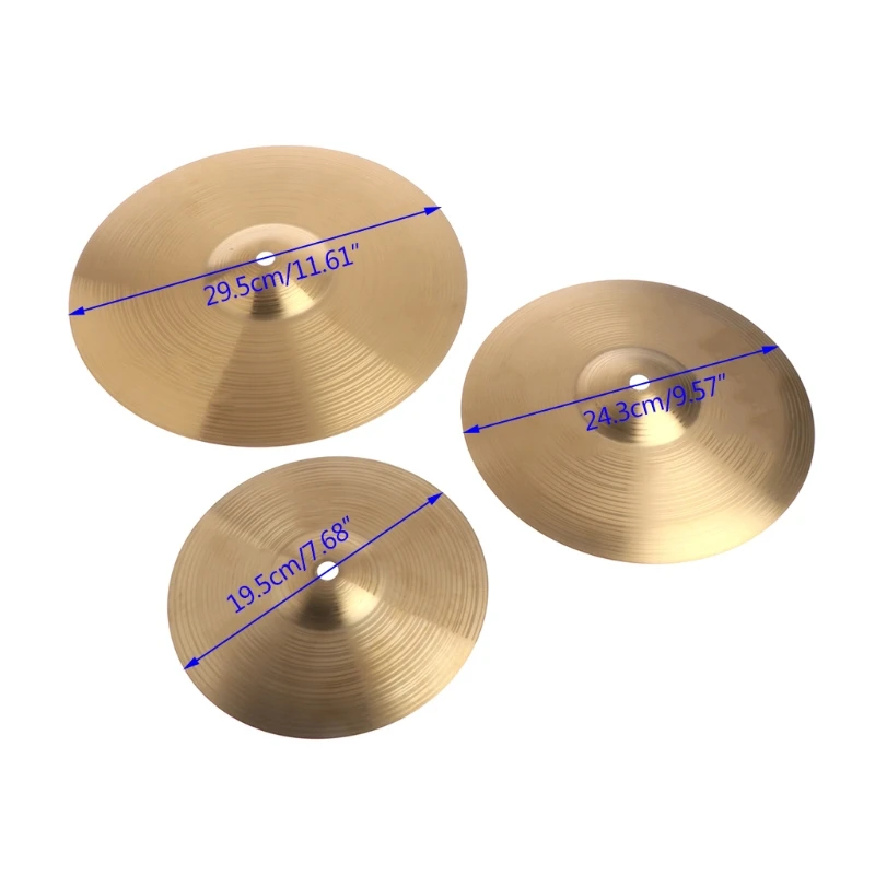 Drum Cymbal Kit 8/10/12Inch Brass Cymbals Percussion Drum Alloy Crash Cymbal Drum Instrument For Drums Players Beginners