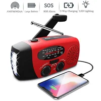 Lampe de camping solaire à manivelle 62 avec radio AM/FM, lampe de poche LED, dynamo à main multifonctionnel, chargement USB, extérieur, 2000mAh 2