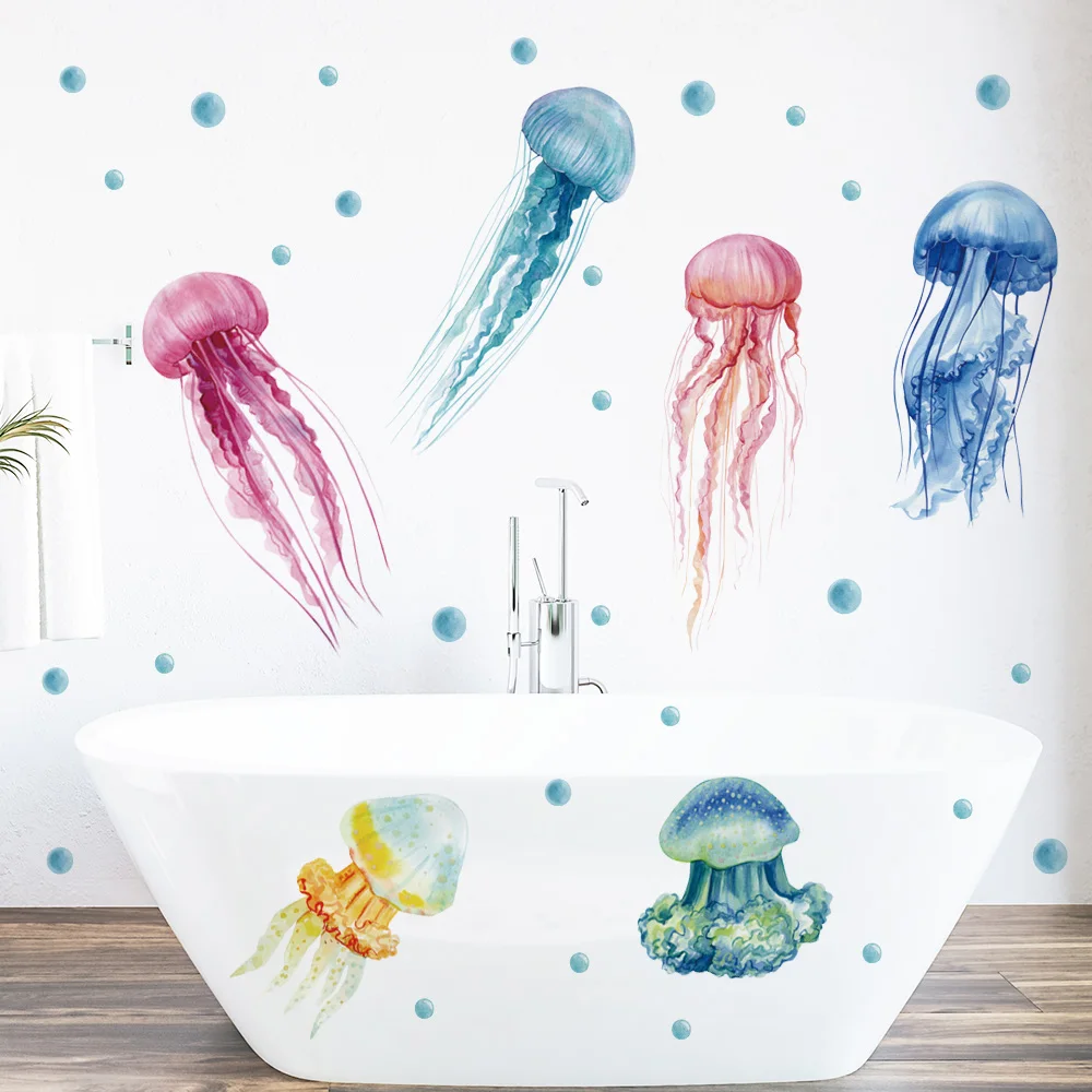 Multicolor Jellyfish Wall Stickers for Home Room Decor Removable PVC for Kids room Bathroom Nursery for Wall Stickers Luminous Wall Stickers Vinyl Decal Stickers