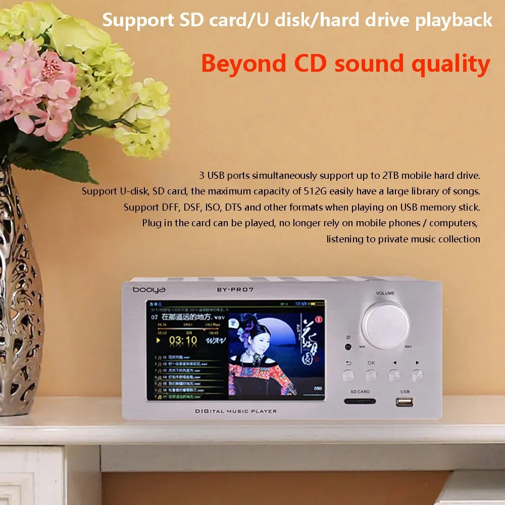 Audiophile Digital Music Player Dual 9038PRO DAC 76BIT 768KHz Lossless Decoding Large Bluetooth Music Player DSD512 Decoding