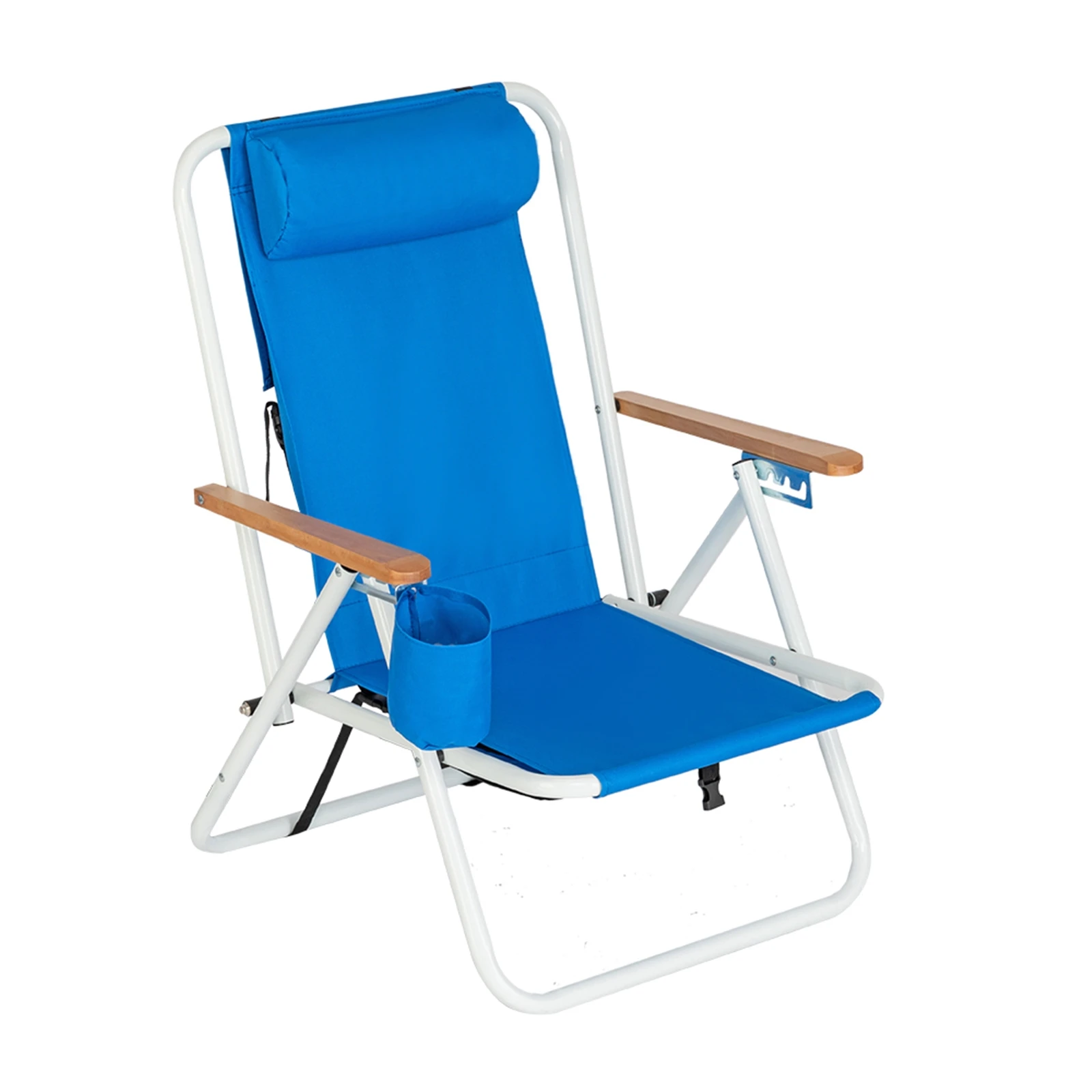 Beach Chair USA free shipping Blue Adjustable Headrest Portable High Strength Folded Beach Chair