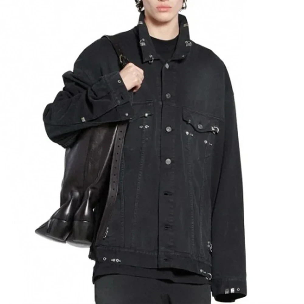 

NIGO Men's Spring And Summer Fashion High Street Trend Jacket Metal Ring Buckle Do Old Loose Denim Jacket Ngvp #nigo7526