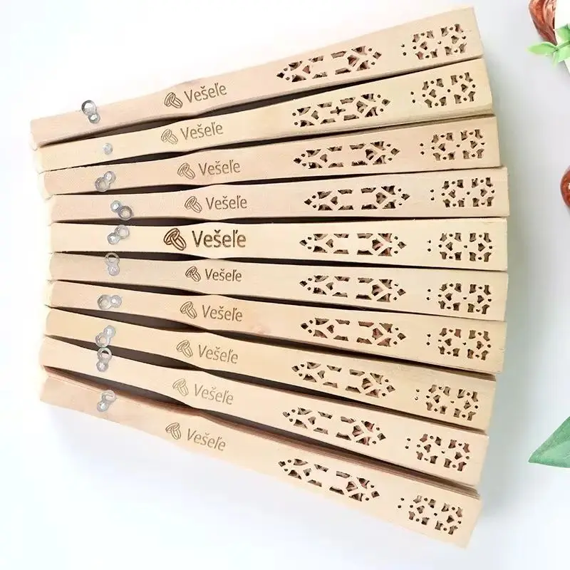 Customized Wood Folding Hand Wedding Fans 20/60PCS