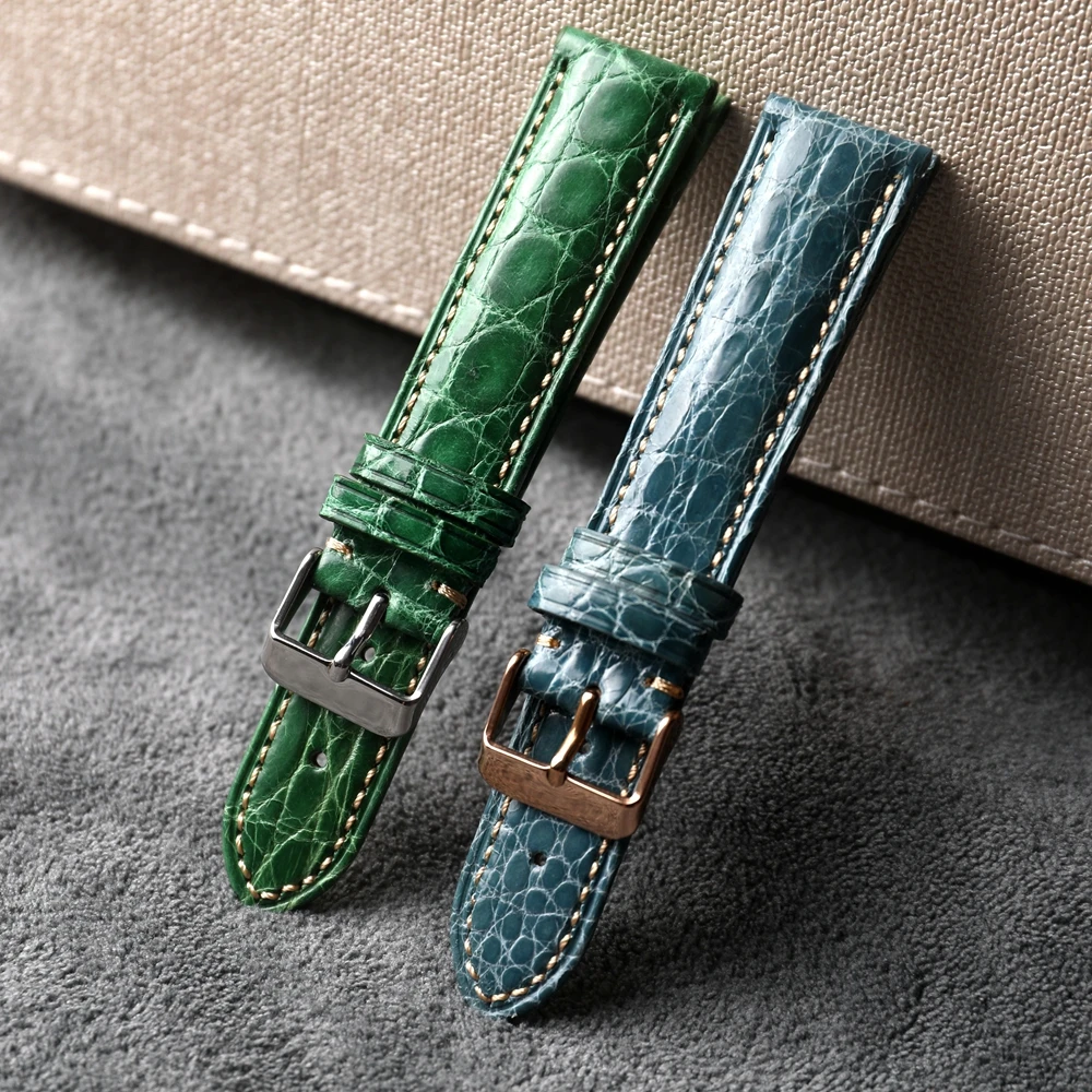 High-end Crocodile Leather Strap, 18MM 20MM 22MM, Blue Green