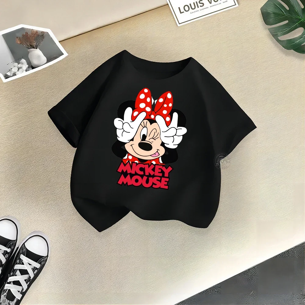 thumbnail image 1 of Bonita camiseta informal de Disney Minnie para niños, camiseta de moda urbana de verano para niñas, camiseta de cuello redondo para niños, camisetas deportivas para niños al aire libre, 1 of 5