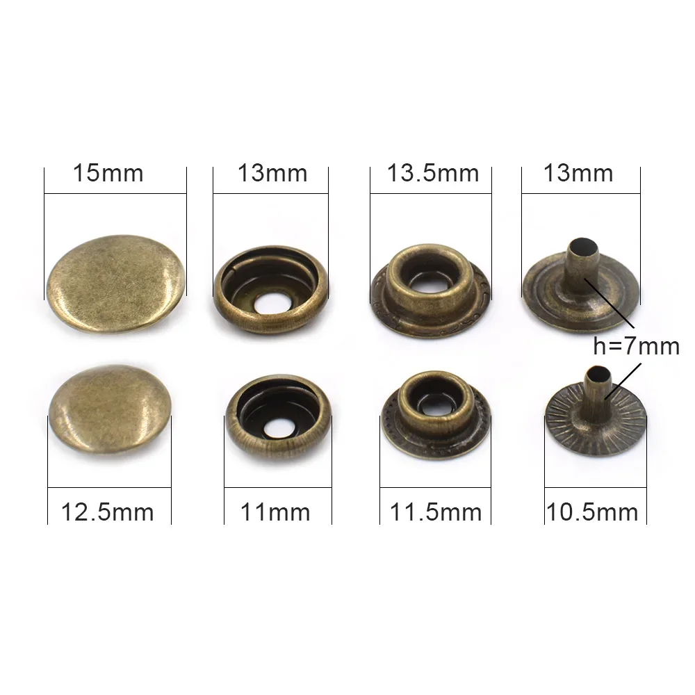 3dancraftit 15mm Bottoni Automatici A Scatto In Metallo - Ferro E Rame - Per Abbigliamento, Cucito E Pelle (Scegli Colore E Finitura)