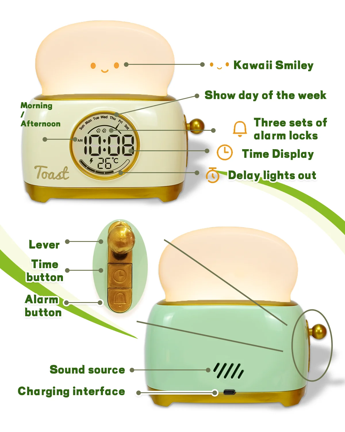 Despertador digital en forma de tostadora