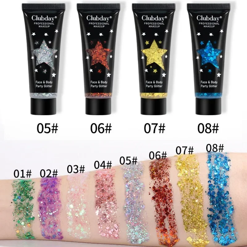 Shimmer Eye&Body Glitter Sequins Gel Smear Face Art Flash Loose Sequins Cream Glitter Nail Hair Stickers Makeup Party Festival 4