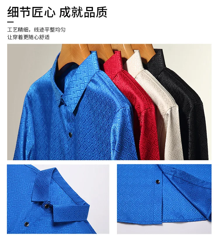 Description Picture 6 of itemMen's Dress Red Shirts For Wedding Festive Long Sleeve Lapel Carnival Christmas Shirts Male Trend Banquet Nightclub Party Shirts