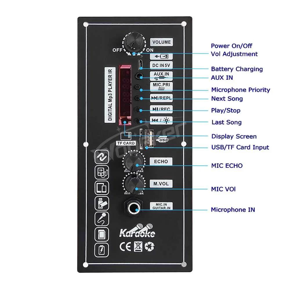 3.7V Amplifier Board 30W Amplifier with Remote Control Support Bluetooth AUX U-D
