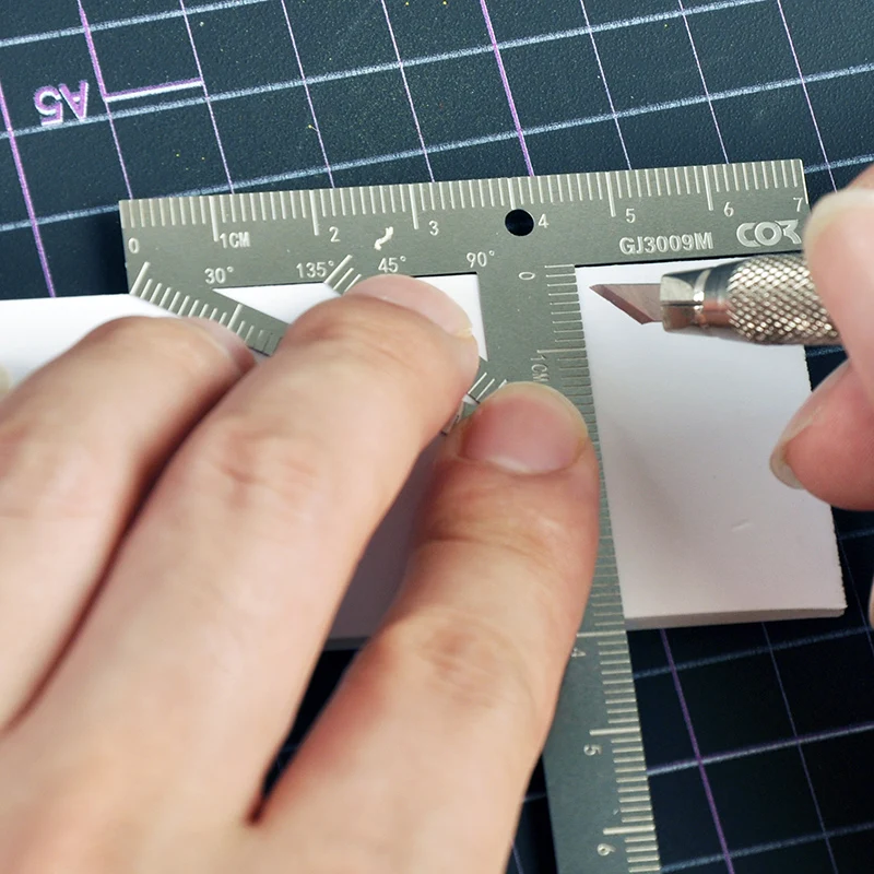 Cormake GJ-3009 보조 눈금자 T자형 눈금자 ABS 고무 플레이트 절단 도구, 모델 세부 각인 라인 도구, 취미 DIY