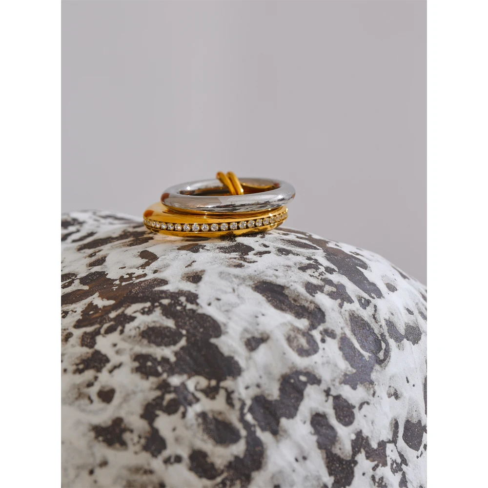 Yhpup Jewelry 316L Stainless Steel Zirconia Ring for Women