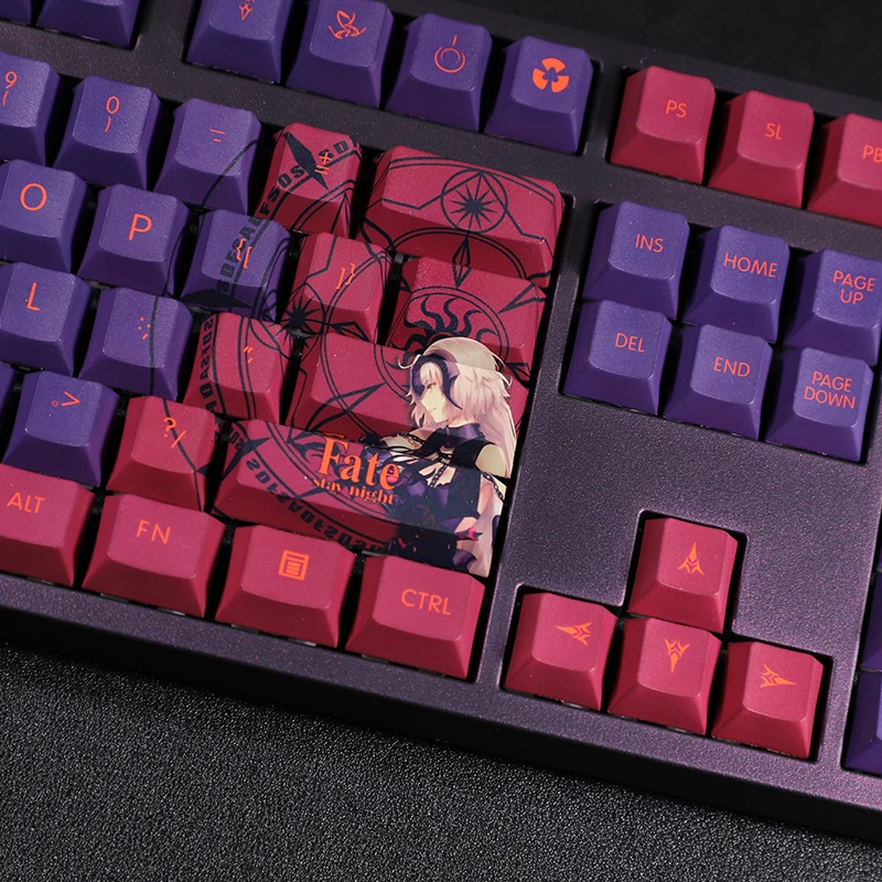 Chaves Pbt Tintura Subbed Keycaps dos Desenhos Animados Anime Gaming Key Caps Cereja Perfil Keycap para o Destino Grande Pedido Fgo Jeanne Darc Arc Alter 108 - Imagem 2