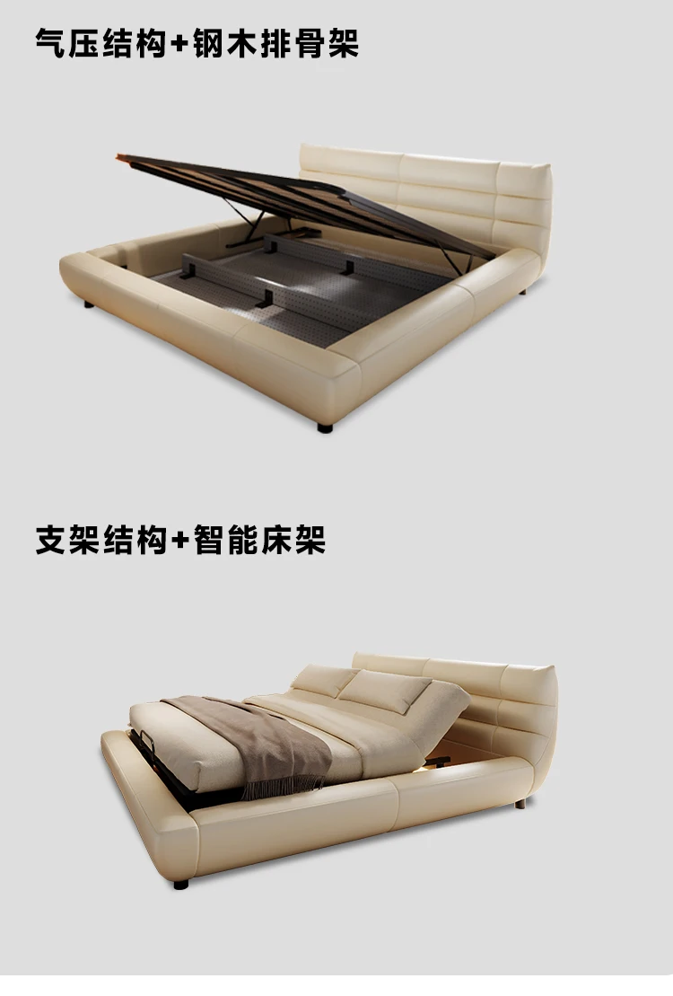Modern Full Size Bed Frame White Headboard Storage Twin Bed Bases Frames Bedroom Platform Cama De Casal House Furniture