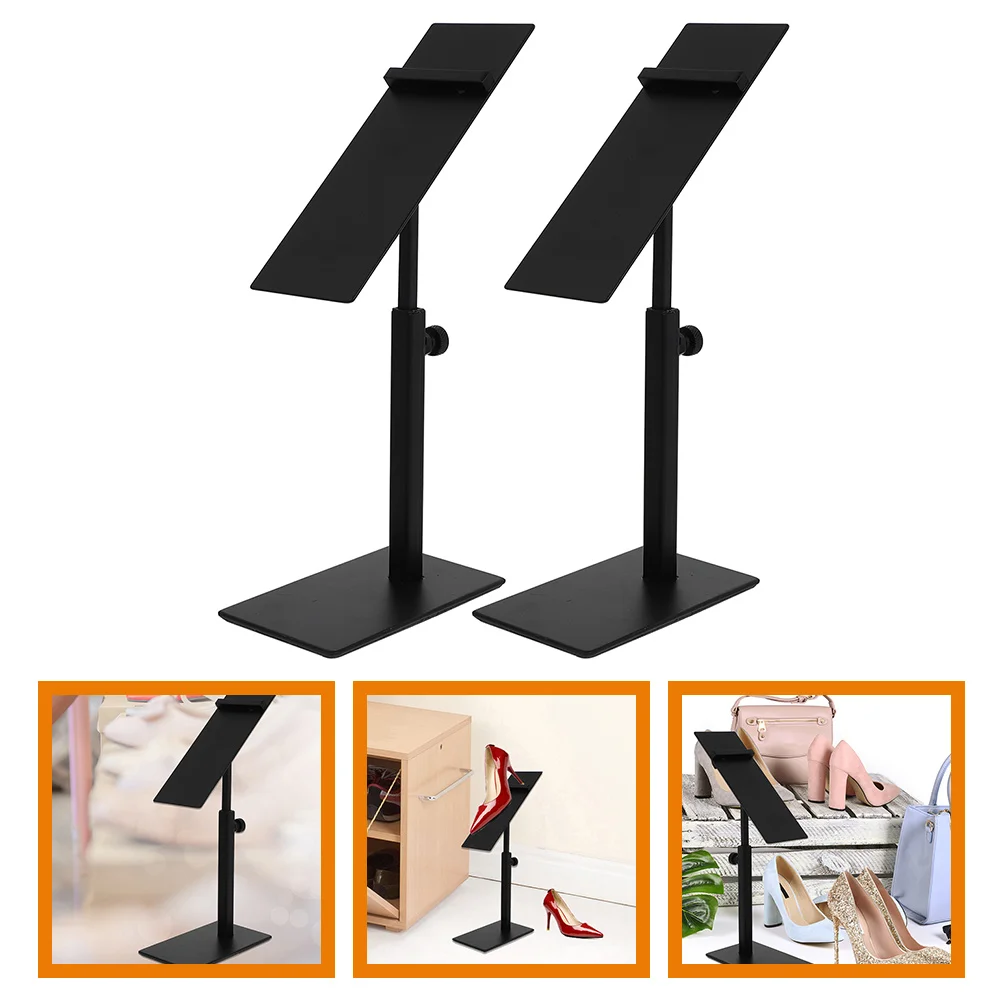 Adjustable Shoe Display Racks 2 pcs Stainless Steel Shoe Stand Metal High Heels Display Holders