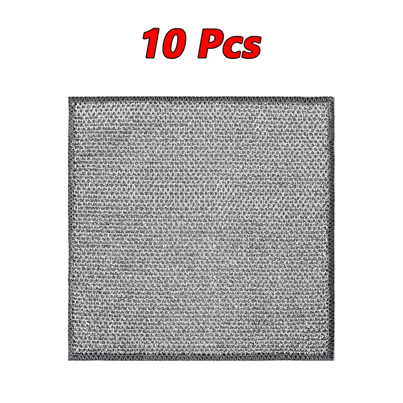 Microfiber Dishcloths with Built-in Sponge Ball - Set of 10/20, Thickened Silver Wire Cleaning Towels