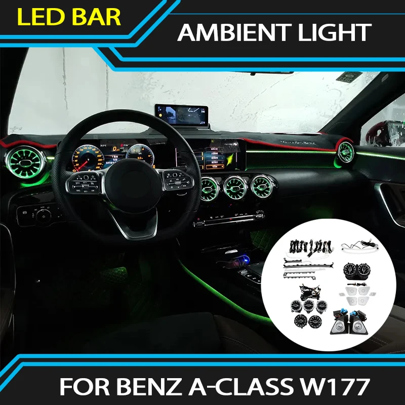 

LED 64 Color Ambient Light For Mercedes-Benz A-Class W177 Illuminated Ambient Lamp Advanced Atmosphere Light Air Vent Outlet