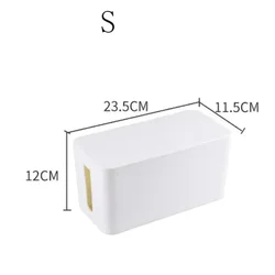 Cable Storage and Organizer Box - Dustproof Power Strip and Wire Management Solution (White - s)