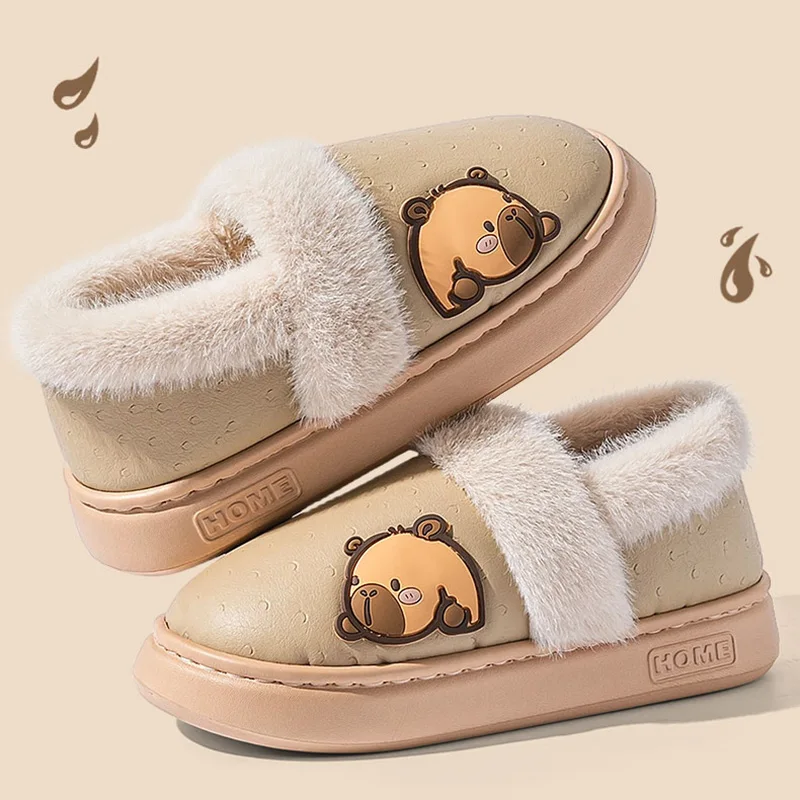 Capibala Waterproof Cotton Padded Shoes Women Indoor Lightweight Soft Sole Warm Plush Slipeprs Woman Outdoor Non Slip Snow Boots