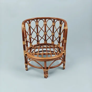 Seggiolone neonato fotografia puntelli mobili Retro Bamboo Boy letto in legno foto neonato in posa Prop Basket culla Accessori