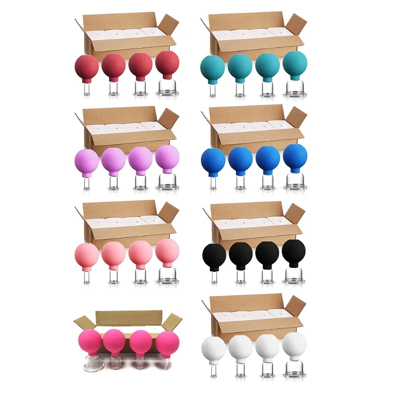 4 Pcs Anti Cellulite Suction Cup Ventosa Silicone Ball Glasses Jar Vacuum Cupping Set Cans Body Face Massager Drop Shipping 2