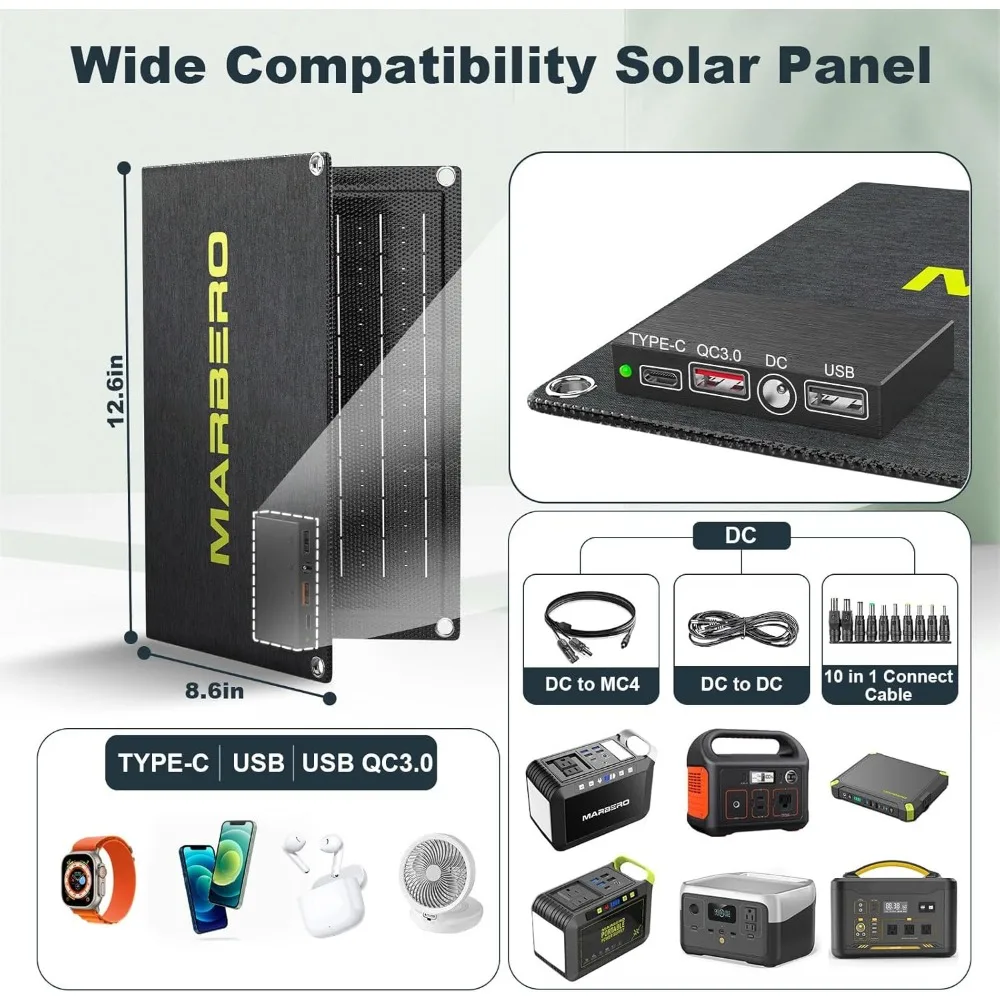 Camping Solar Generator 120W Peak Portable Power Station 88Wh Generator with Solar Panel and LED Flashlight 4
