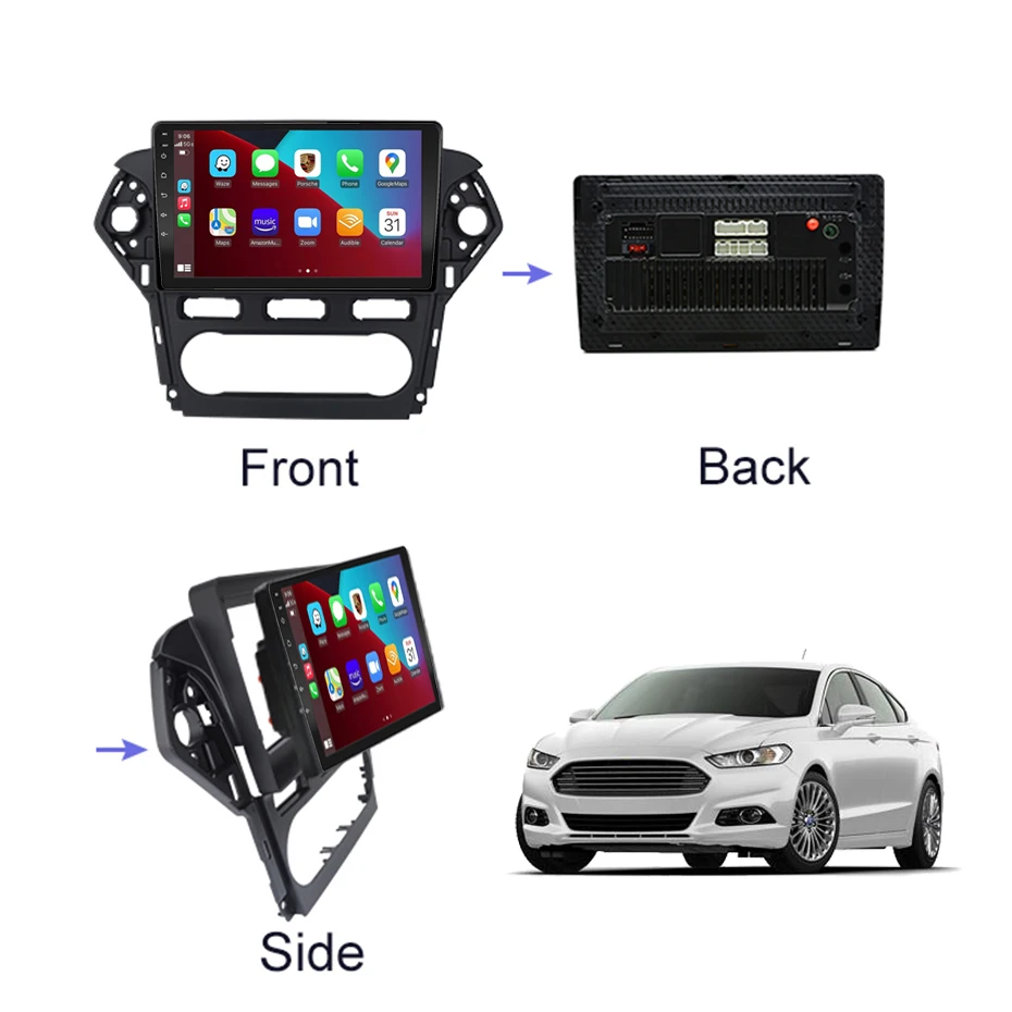 pioneer head unit Android 10.0 4+64G Carplay Car Radio Multimedia Player GPS Navigation  2DIN For Ford Mondeo 4 mk4 2010-2013 2014 car audio near me