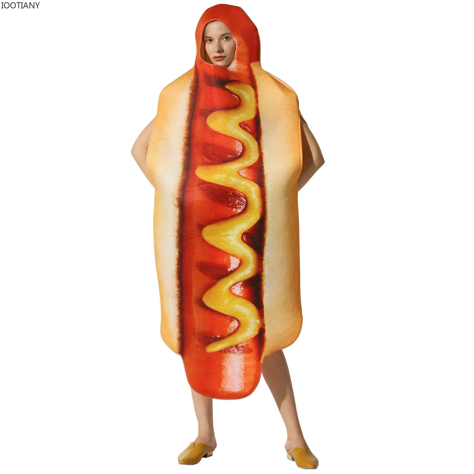 

3D Print Adult Cosplay Funny Food Sausage Hot Dog Costumes Halloween Dress Up Men Women Family One-piece Carnival Fancy Dress