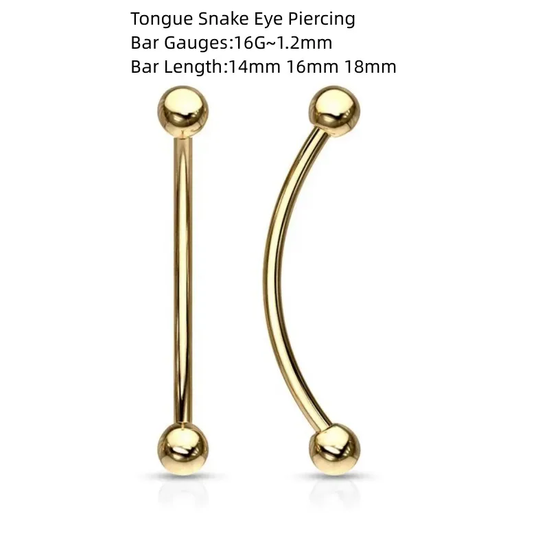 Wholesale 50pcs Body Piercing Jewelry - 316 Surgical Steel Tongue Snake Eye Piercing Long Bar Curved 16g Eyebrow Piercing