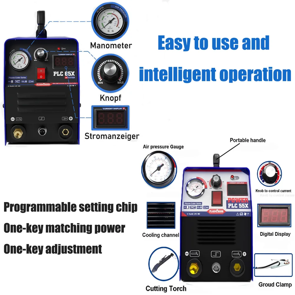 Plasmargon Cutting Machine PLC55/65 IGBT CNC Plasma cutter welding Inverter HF Luft Schneiden  50A/60A 110V/220V 4