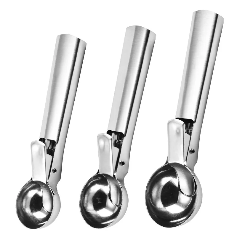 Multifunctional Ice Cream Scoops Stainless Steel Dual-Purpose Scoop Fruit Watermelon Spoon Ball Scoop Household Ice Cream Tools