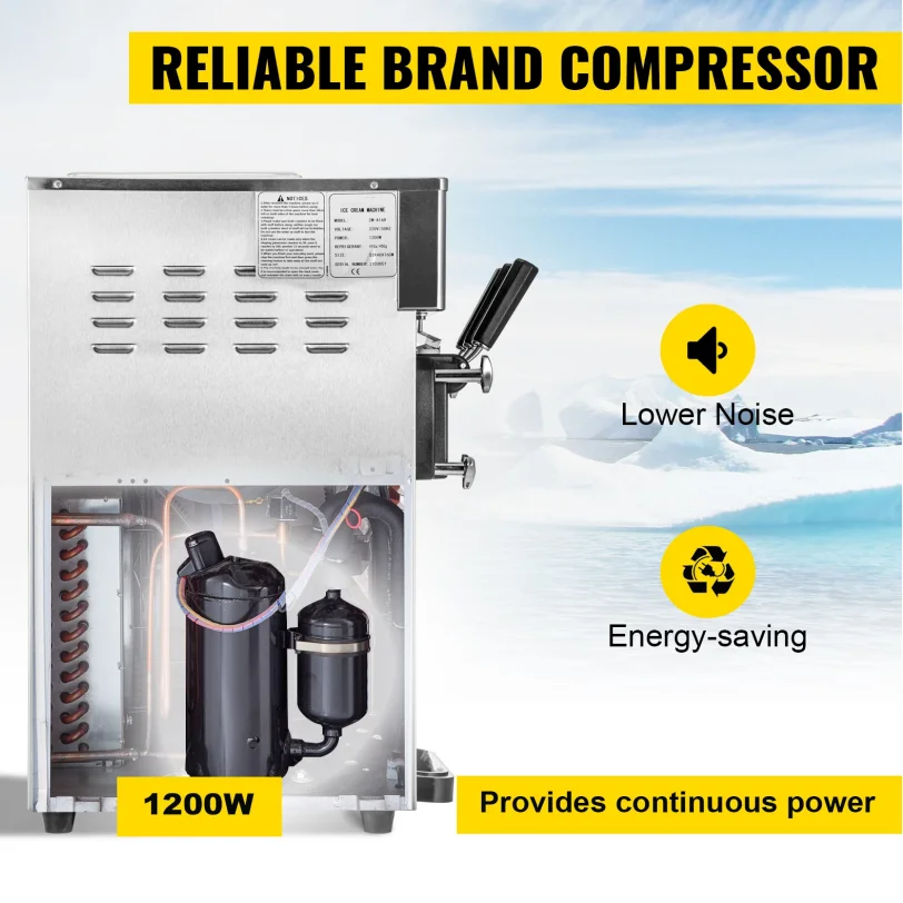 Sihao A168 Kommerzielle Softeis-Maschine 3 Geschmacksrichtungen 16-18L/H mit Ein-Klick-Reinigung für Snackbars, Restaurants und Cafés – Detail 6