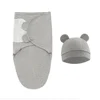 0-3Months Newborn Baby Sleeping Bag With Hat Set Adjustable Baby Swaddle Blanket Summer Thin Breathable Soft Cotton Boys Girls 3