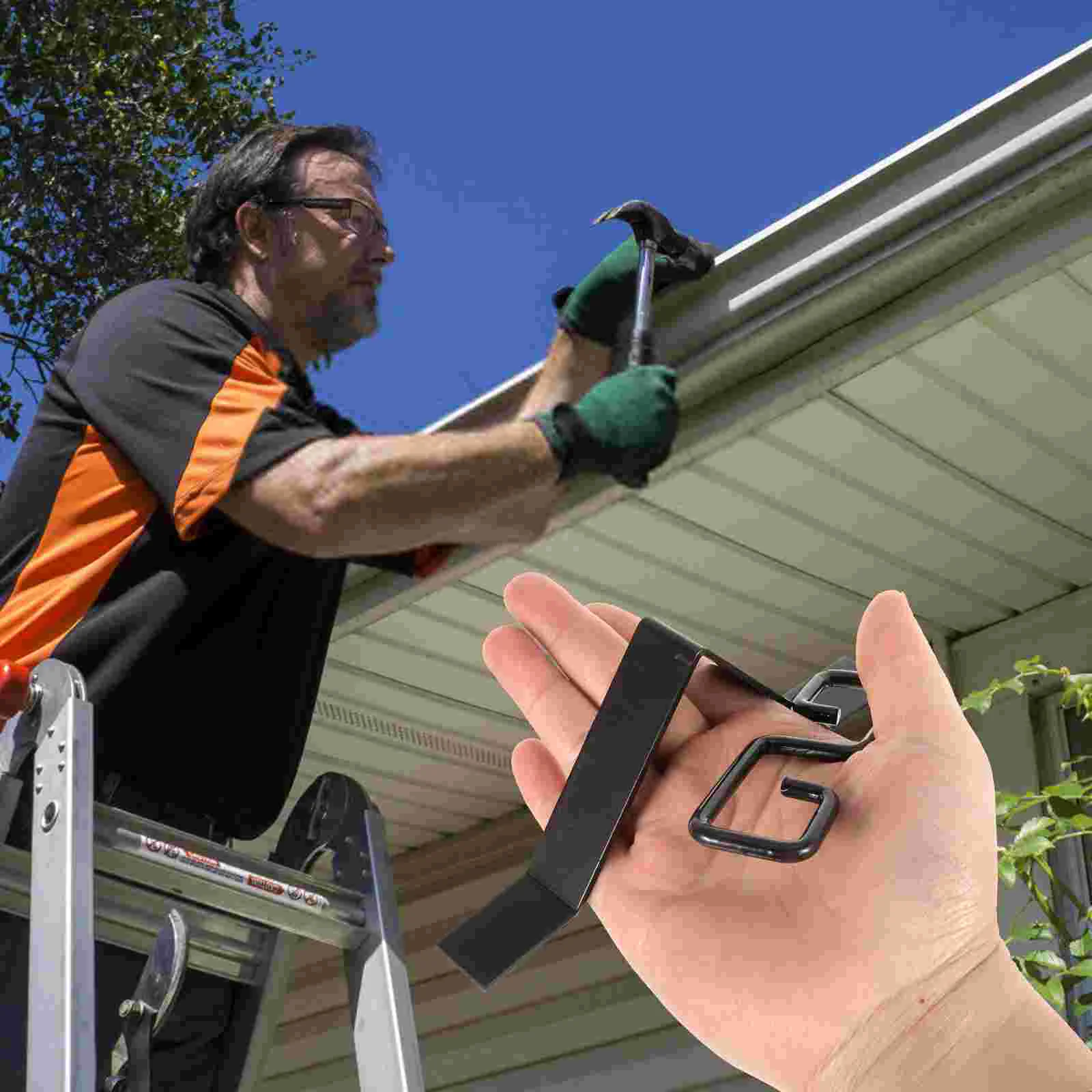 2 Set Rain Chain Hook Gutter Adapter Metal Hooks for Installation Fitting Decorative Drainer Garden Waterproof