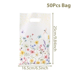 Spring Wildflower Party Tableware Set - Floral Disposable Plates, Cups & Tablecloth (50pcs bag)