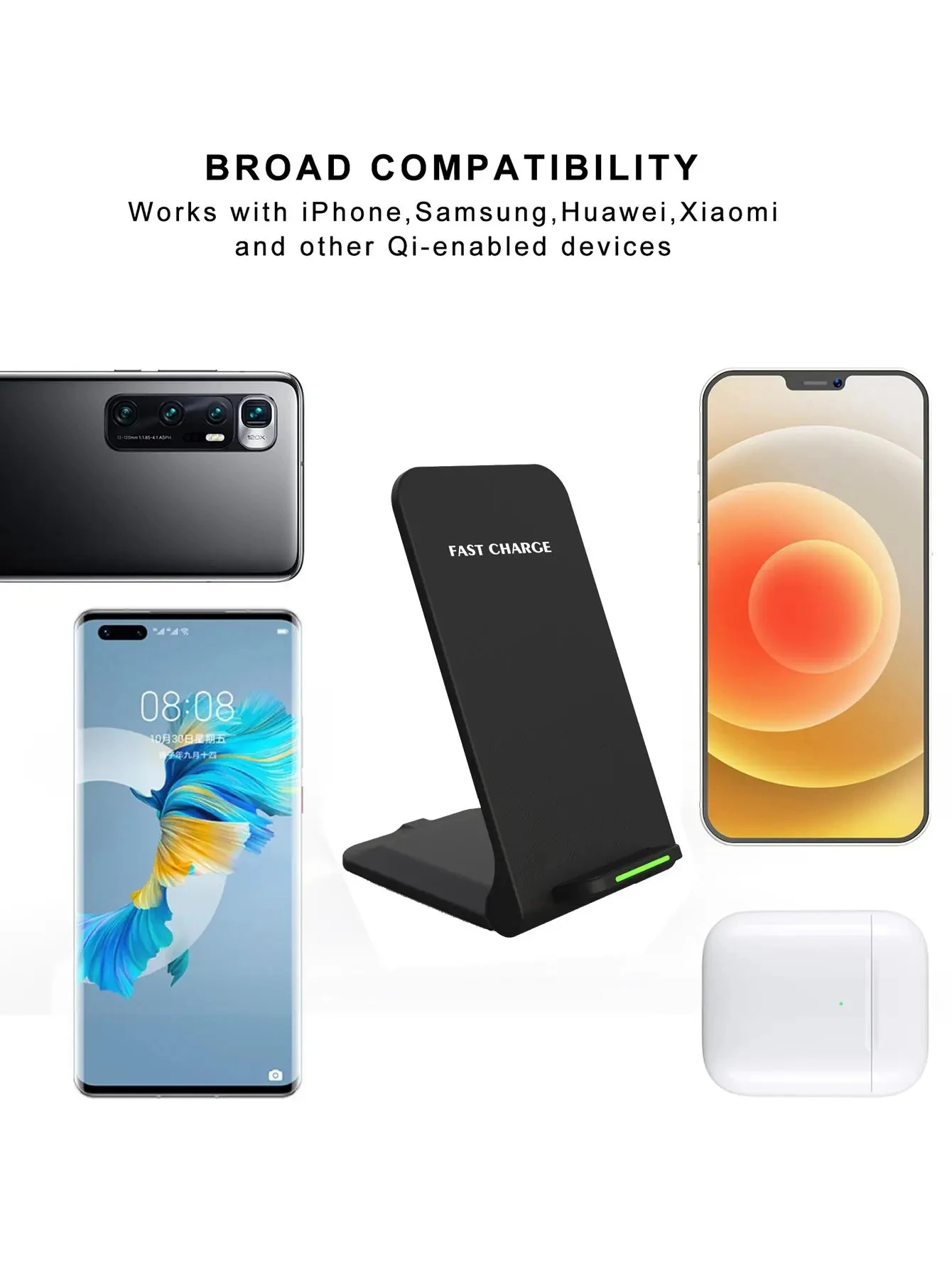 Wireless Fast Charger For iPhone 16 15 14 13 12 ProMax11 Stand Fast Charging Charger for Samsung Note 20/10 S24 Ultra Foldable SHOP