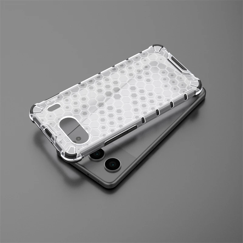 Shockproof Honeycomb TPU Armor Phone Cover | Translucent Protective Case